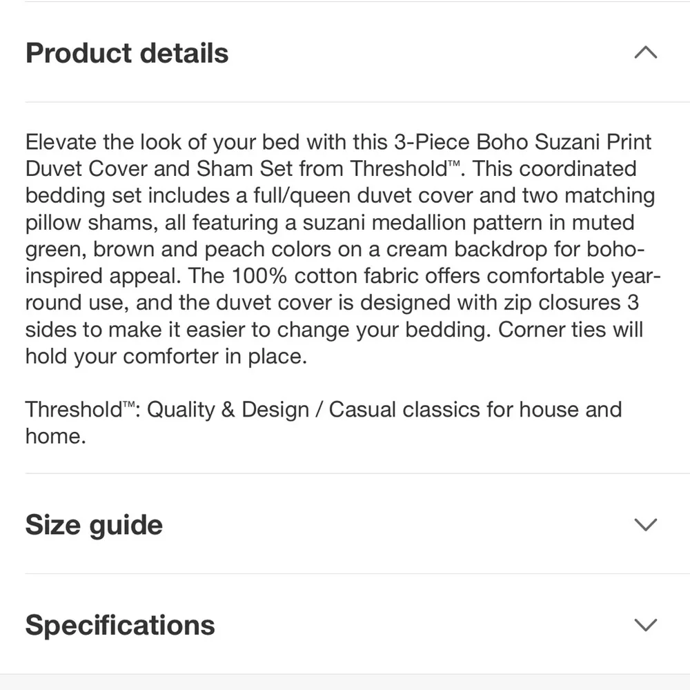 Threshold Suzani Print Duvet Cover and Sham Set